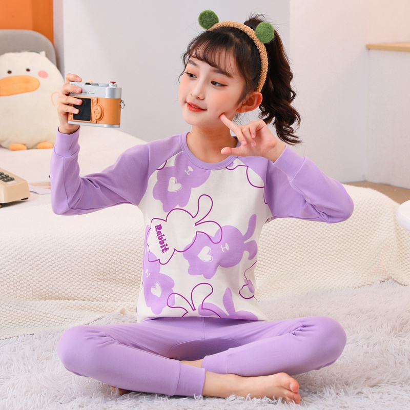 Bộ Đồ Ngủ 2 Món Bằng Cotton 100-160 Thiết Kế Mới 2023 In Họa Tiết Hoạt Hình Dành Cho Bé Gái