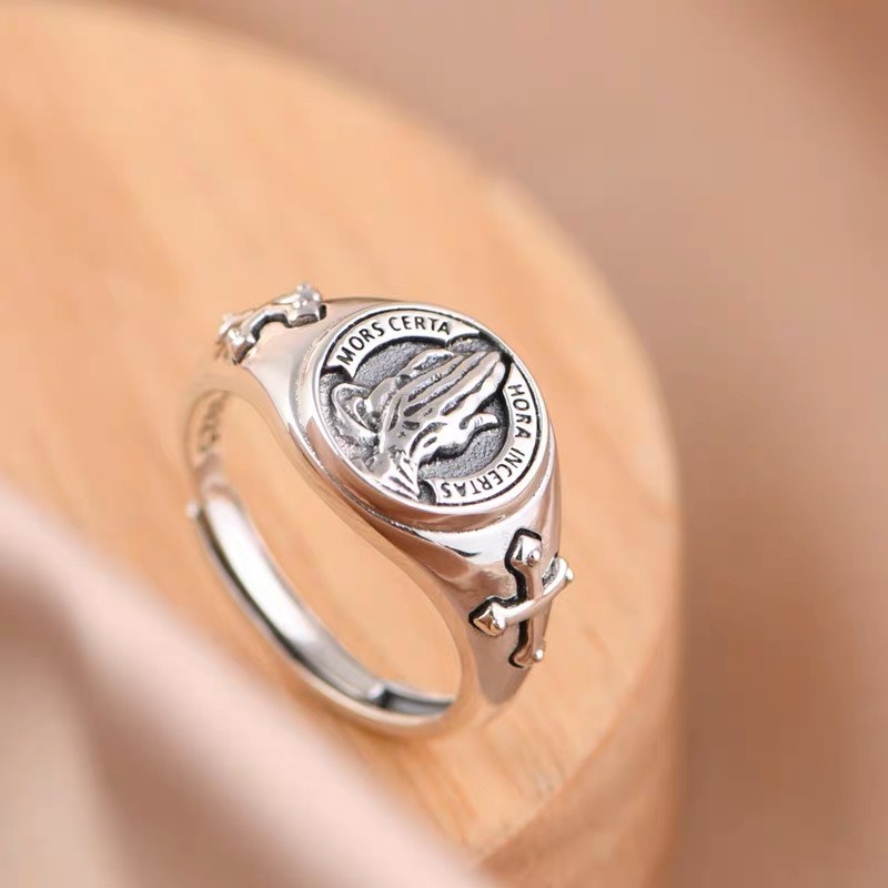 Nhẫn nam nữ titan freesize hình bàn tay phật HOPE Merin titan không gỉ điều chỉnh được size - Nhẫn Hope