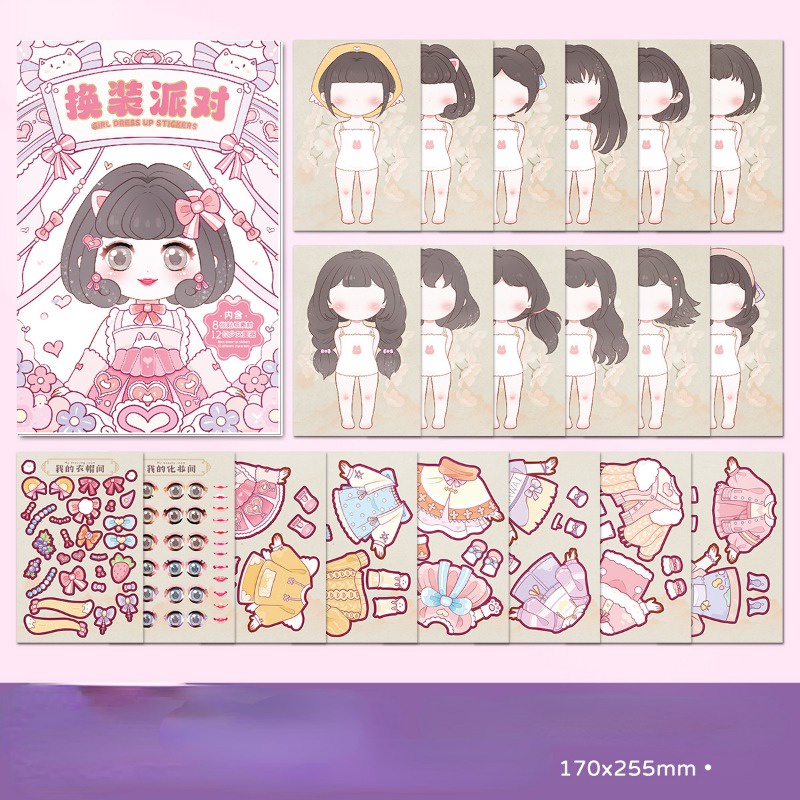 Trẻ em diy puzzle stickers sách princess dress up sticker lắp ráp ghép hình diy cartoon sticker for kids đồ chơi giáo dục quà tặng yk