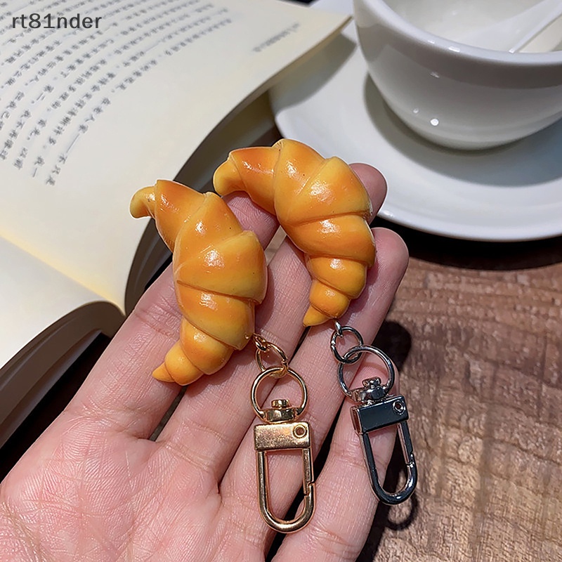 Rt mô phỏng đồ chơi thực phẩm mô hình mặt dây chuyền chìa khóa cá nhân hóa sáng tạo gói croissant học sinh quà tặng trẻ em móc khóa chuỗi vòng n