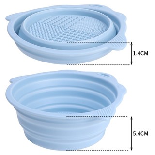 Multi-function silicone makeup brush cleaning bowl / powder puff beauty scrubber pad / foldable eyeshadow brushes wash mat