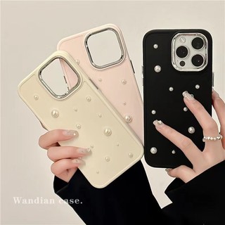 Vỏ điện thoại khung mạ ngọc trai ba chiều cao cấp cho iphone 7 7plus 8 8plus xs xr 11 12 13 14 pro plus promax