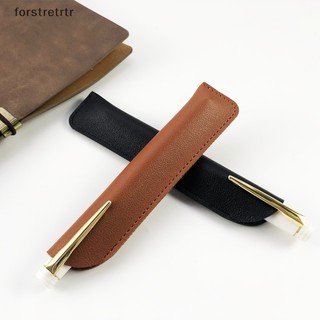 Forstretrtr pu leather pencil holder school pen storage bag pen case solid color wear-resist pen protection sleeve small sign pen cover en
