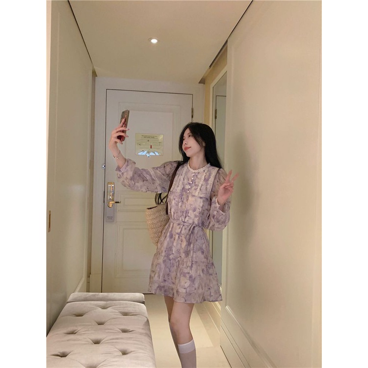 Đầm Tay Phồng Dài Phối Ren Hoa Thời Trang Mùa Hè Dành Cho Nữ
