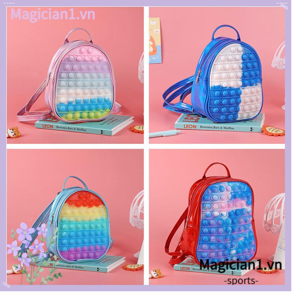 Magician1 ba lô trẻ em cầu vồng silicone giảm căng thẳng pop it student knapsack
