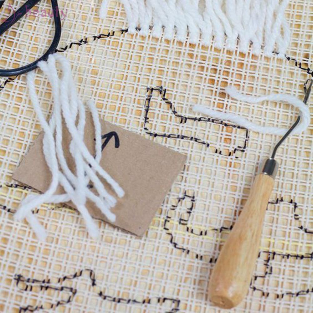 BEAUTYVE~Blank Hooking Mesh Canvas For Rug Making Latch Hook Crafts Work + Crochet Set