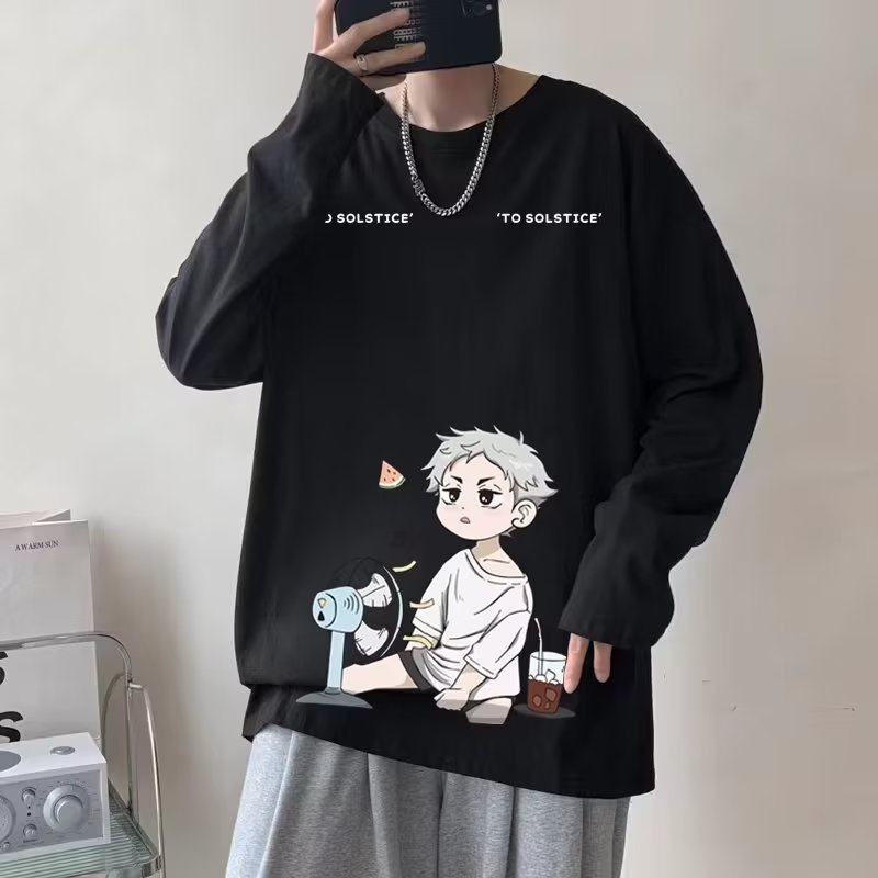 M-8xl thời trang hàn quốc oversize tee men plus size áo thun dài tay causal loose top