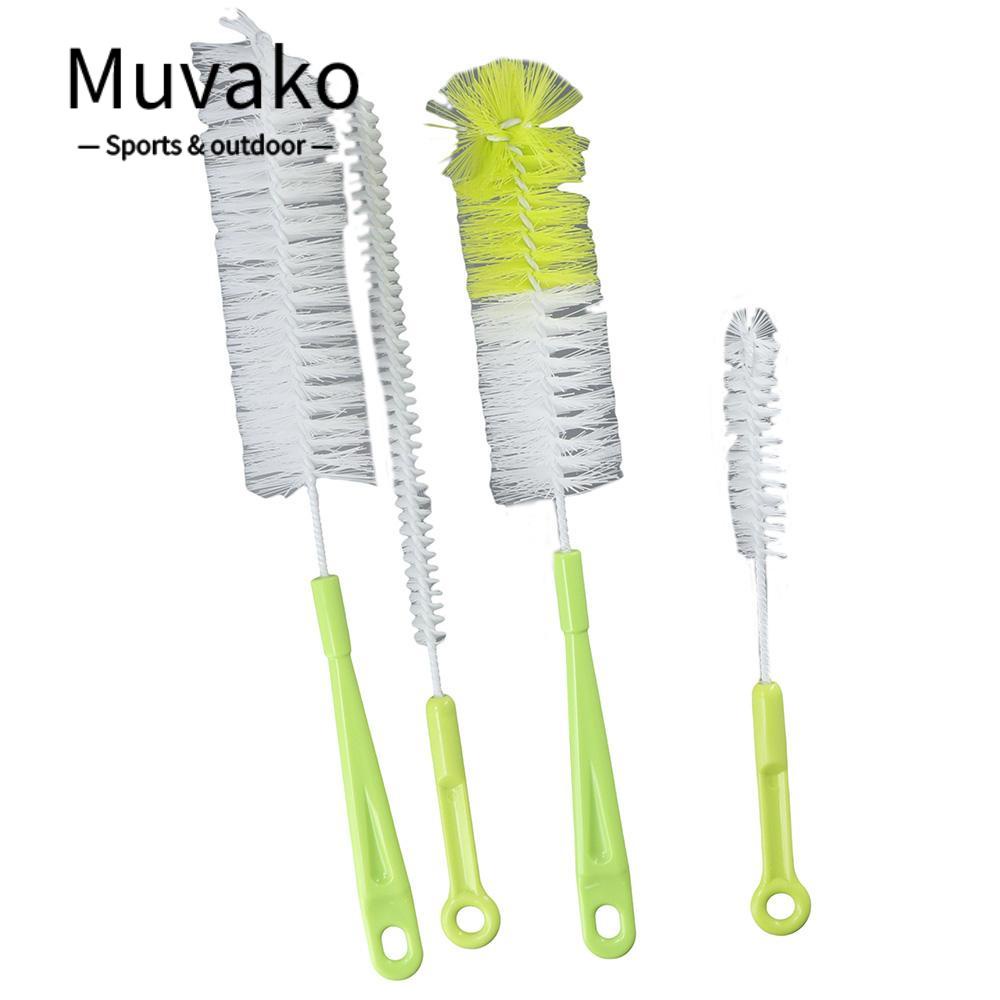 Muvako Bàn chải làm sạch cốc, bộ làm sạch dây bàn chải bằng nhựa + pp cổ hẹp, làm sạch hiệu quả loại bỏ bụi bền đa chức năng chai bàn chải tay cầm dài