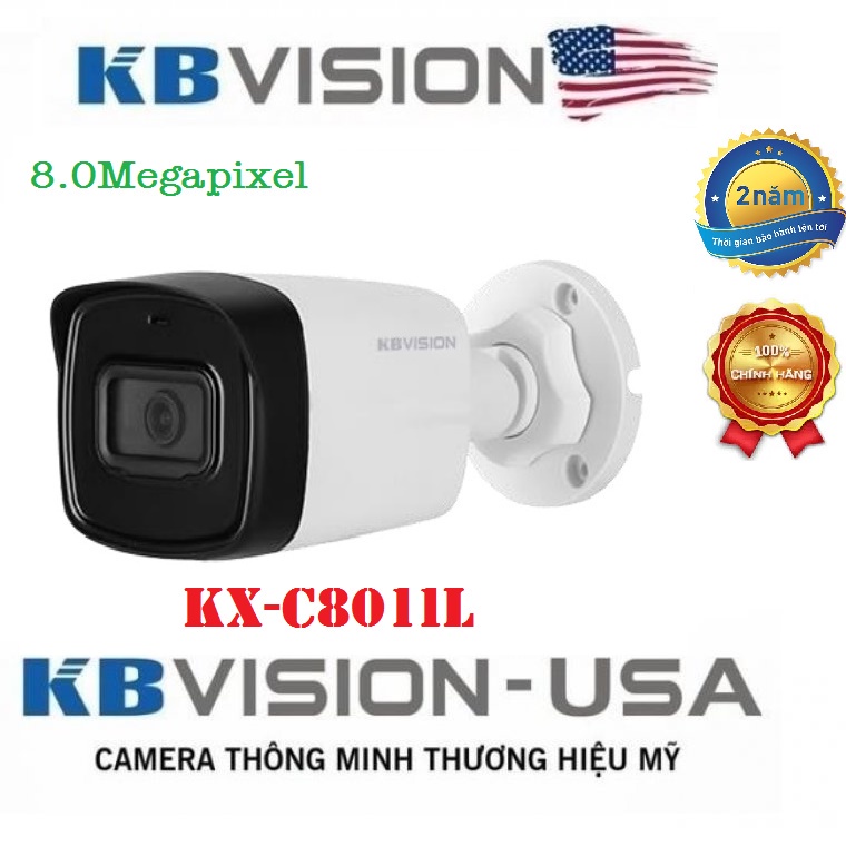 Camera 4 in 1 (CVI, TVI, AHD, Analog) hồng ngoại 8.0 Megapixel 4K KBVISION KX-C8011L hồng ngoại 80 mét -Chính Hãng
