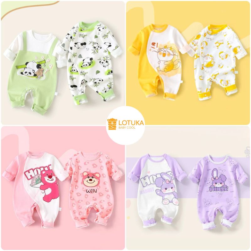 Body Dài Tay LOTUKA Cho Bé Chất Thun Cao Cấp, Bodysuit Cho Bé Trai bé Gái, Bộ Liền Thân Thu Đông Size 3-12kg