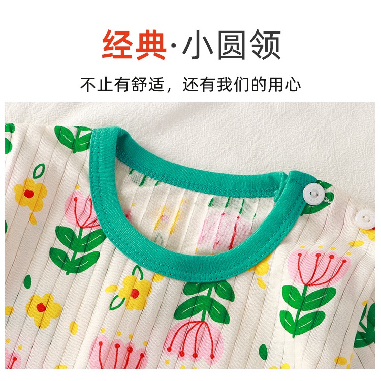 Bộ Đồ Ngủ Tay Ngắn Chất Liệu Cotton Thoáng Khí Thời Trang Cho Bé 70-130cm