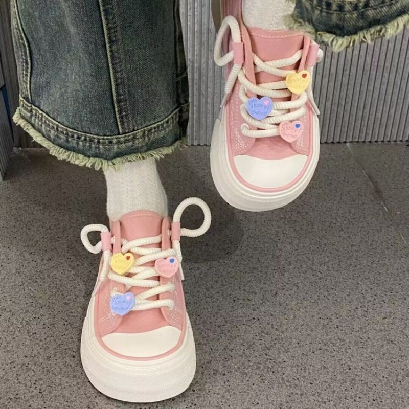 Giày thể thao af4092 vải canvas cột dây họa tiết hoạt hình dễ thương