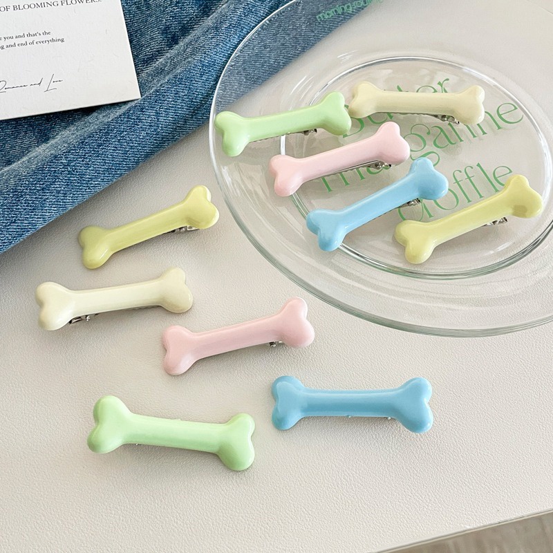 Kẹp Tóc Màu Kẹo Hình Xương Cún Phong Cách Nhật Bản Và Hàn Quốc Ngọt Ngào Dễ Thương Dành Cho Bạn Gái YR