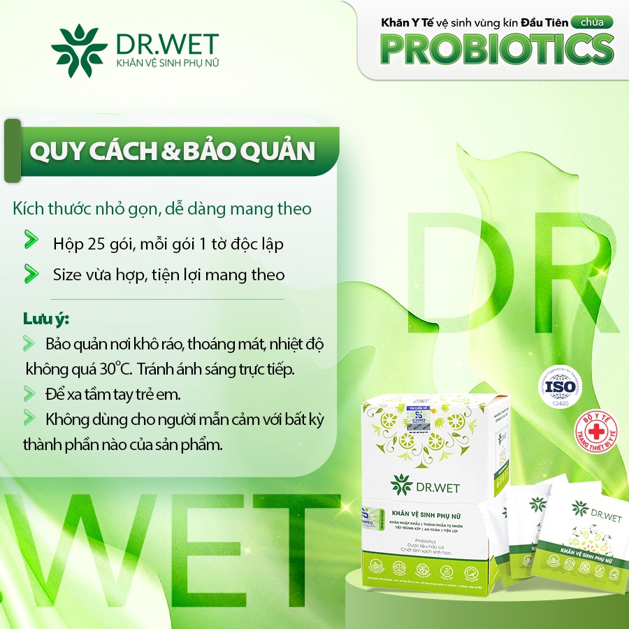 DR.WET- KHĂN Y TẾ VỆ SINH VÙNG KÍN ĐẦU TIÊN CHỨA PROBIOTICS CarynShop