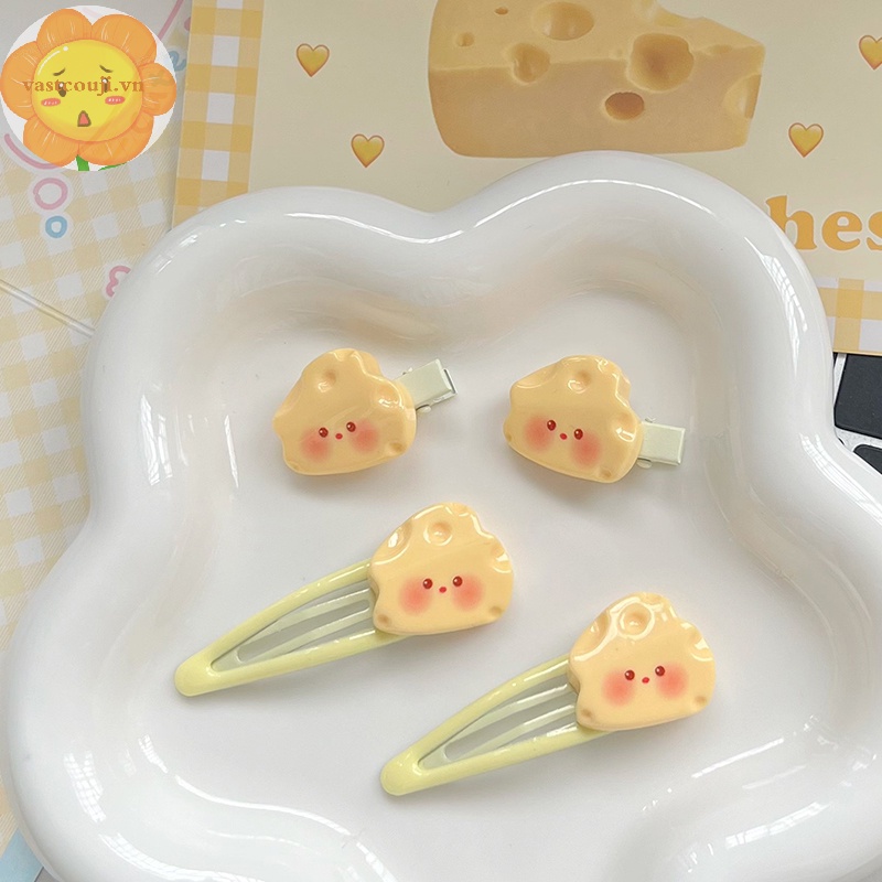 Vastji kawaii cartoon cheese kẹp tóc cô gái side bang kẹp tóc dễ thương ngọt ngào phụ kiện tóc cho bé gái quà tặng sinh nhật vn