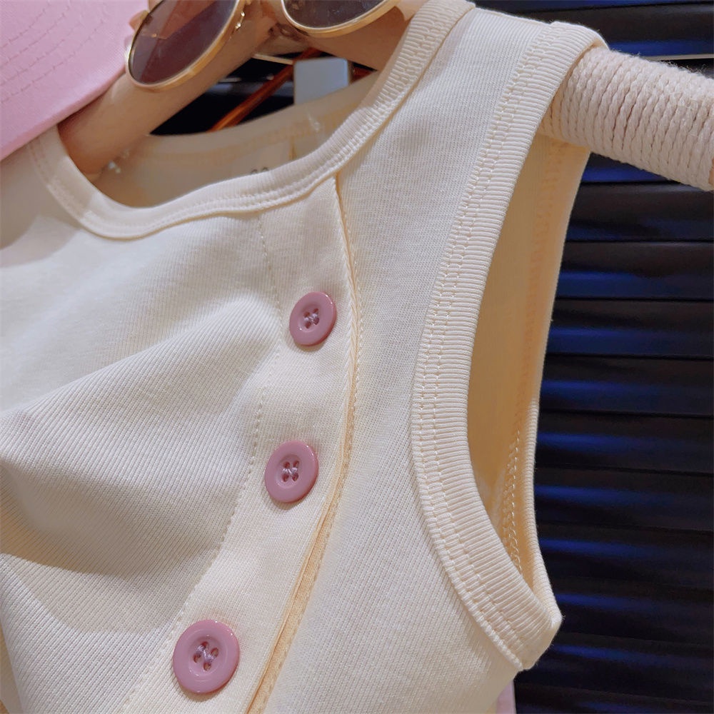 Set Đồ Mùa Hè 2023 Gồm Áo Ba Lỗ Có Dây Rút Và Quần Dài Có Khóa Cài Chéo Cho Bé Gái