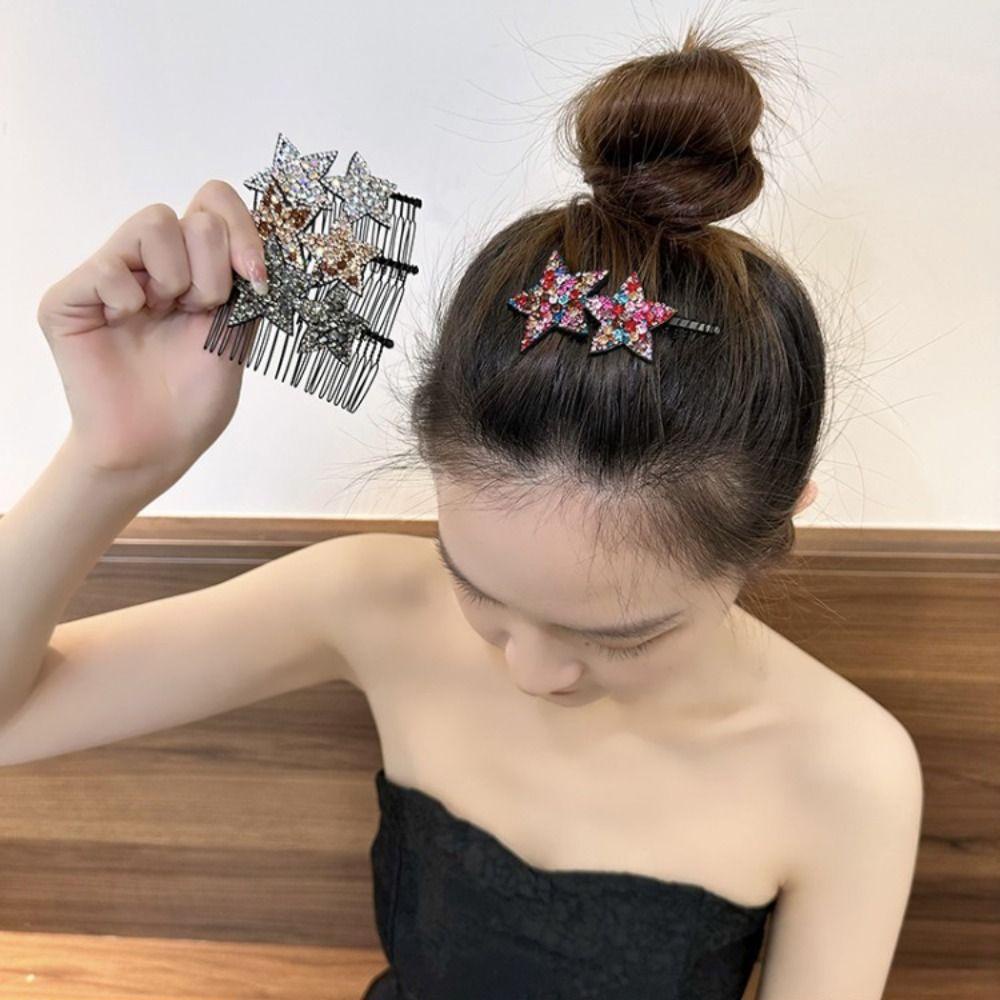 Hejiu Lược Cài Tóc Hình Chữ u Đính Đá Ngôi Sao Năm Cánh Ngọt Ngào Cho Nữ