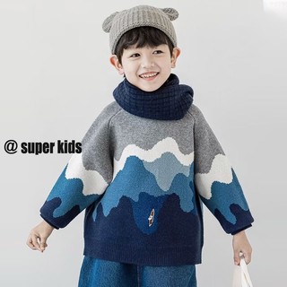 SUPER KIDS Boy's sweater pullover crew neck sweater winter korean style knitted sweater
