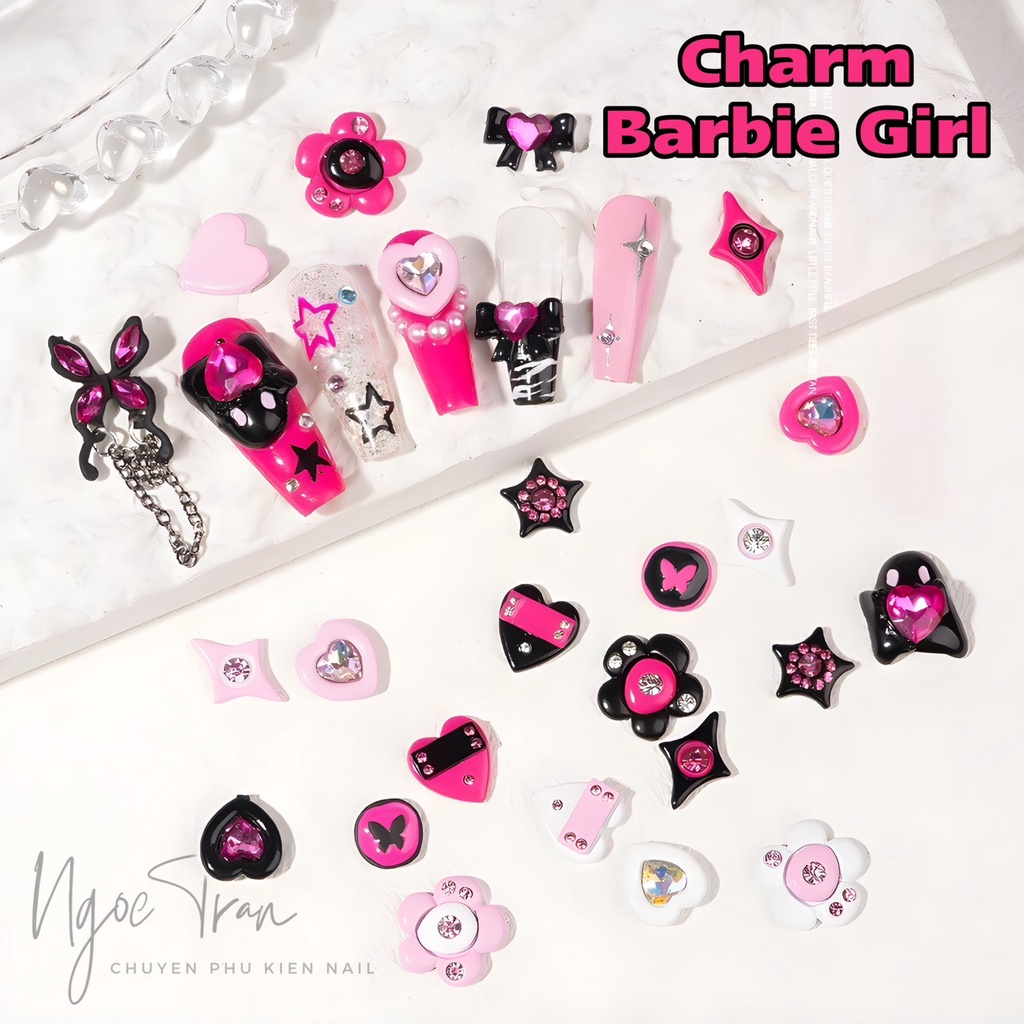 Charm Barbie Girl Hồng Neon Mới 2023 | Trang Trí Móng Tay BB