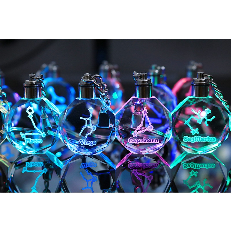 12 mười hai chòm sao pha lê móc khóa túi đi học cô gái cặp đôi sinh nhật trang trí đồ chơi trẻ em món quà nhỏ