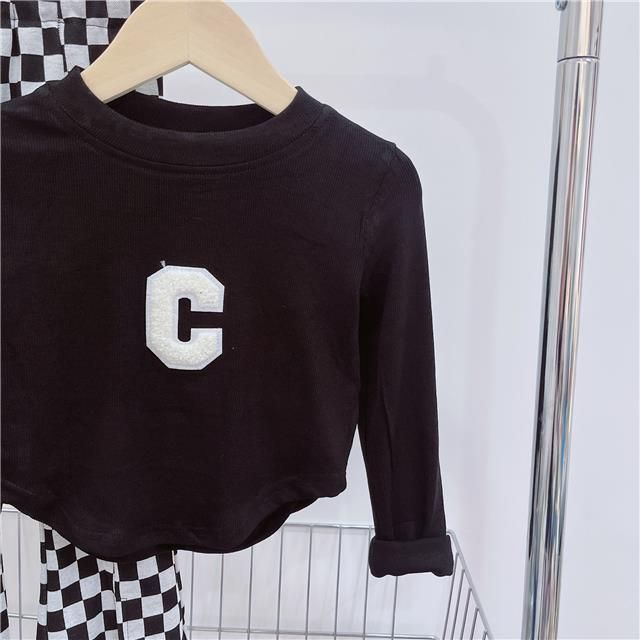 Áo Thun cotton Tay Dài Dáng Ôm Thêu Chữ Thời Trang Xuân Thu Cho Bé Gái