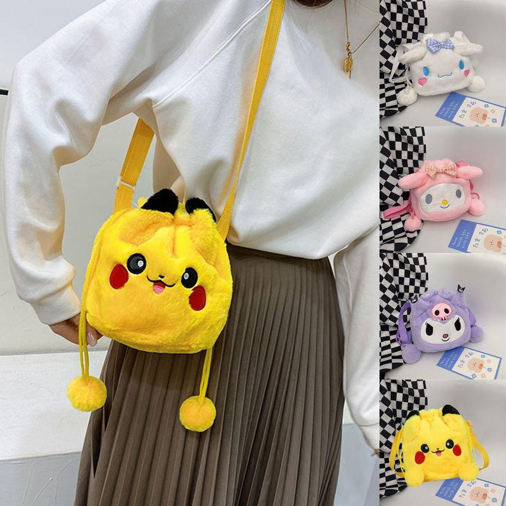 Shanhai Túi Dây Rút Đeo Vai cinnamoroll pikachu Phong Cách Hàn Quốc Đáng Yêu Sức Chứa Lớn