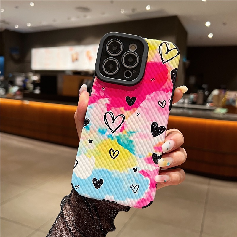Graffiti heart case tương thích cho iphone 11 12 13 14 pro max soft tpu case xs max xr se2 7plus 8plus phone cover