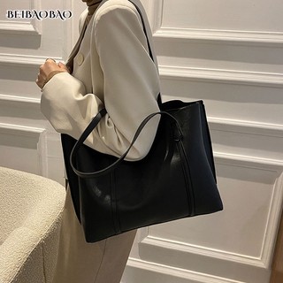 BEIBAOBAO  Túi tote da mềm thời trang phong cách Hàn Quốc, túi đeo chéo sức chứa lớn đơn giản dành cho nữ