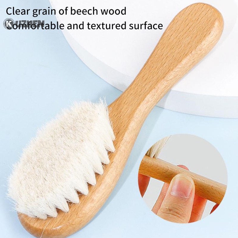 Bàn chải trẻ em kuzhen lông len mềm tự nhiên bàn chải tắm cho trẻ sơ sinh lược đầu mát xa bàn chải tóc sơ sinh món quà hoàn hảo cho bé hot