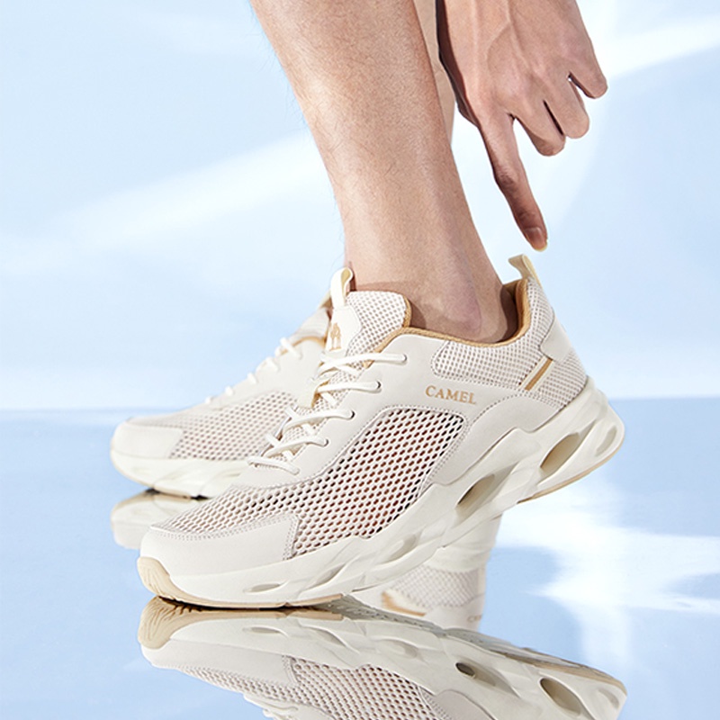 Giày thể thao AMERICAN CAMEL đế mềm nhẹ chống trượt phối lưới thoáng khí thông thường cho nam