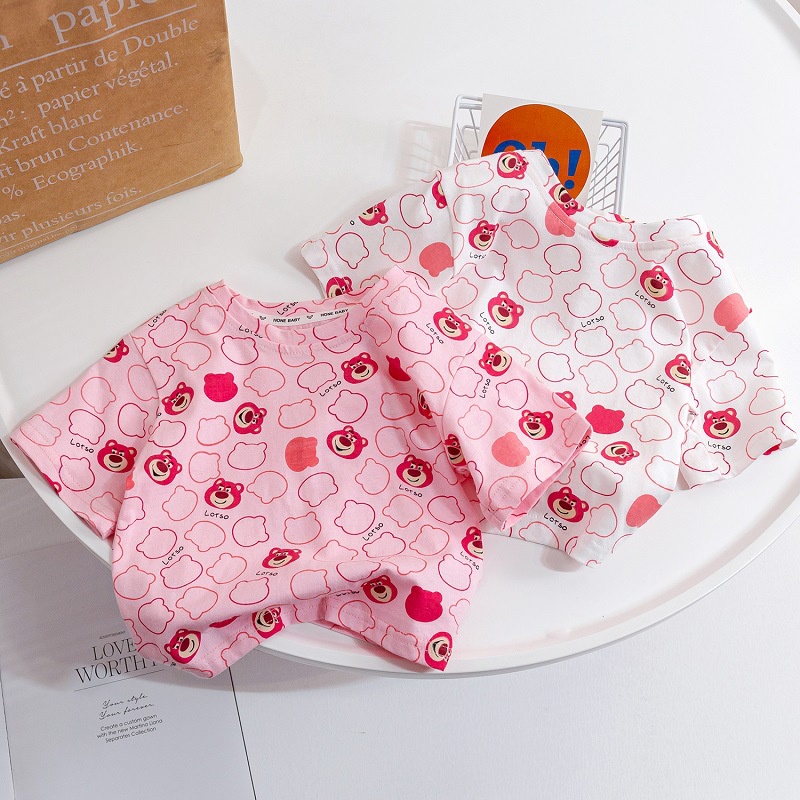 Áo Thun cotton Tay Ngắn Thời Trang Mùa Hè 2023 Phong Cách Hàn Quốc Cho Bé Gái
