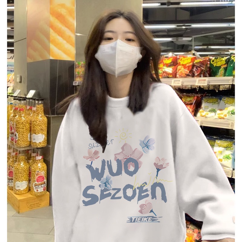 Ranzihui phiên bản mới của hàn quốc áo len dài tay mùa thu / đông của phụ nữ áo len cặp đôi cổ tròn cực lớn