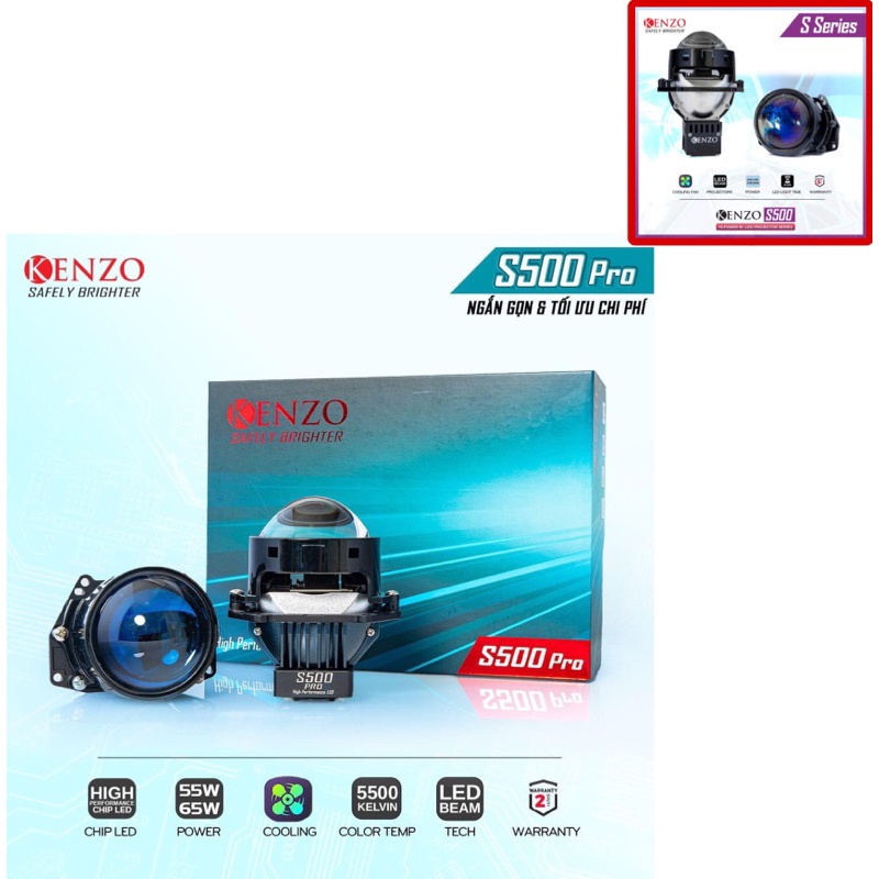 Bi-led Kenzo S500 & S500 PRO - gương cầu led xe ô tô xe máy biled oto Xlight GTR Redpro Red pro magi