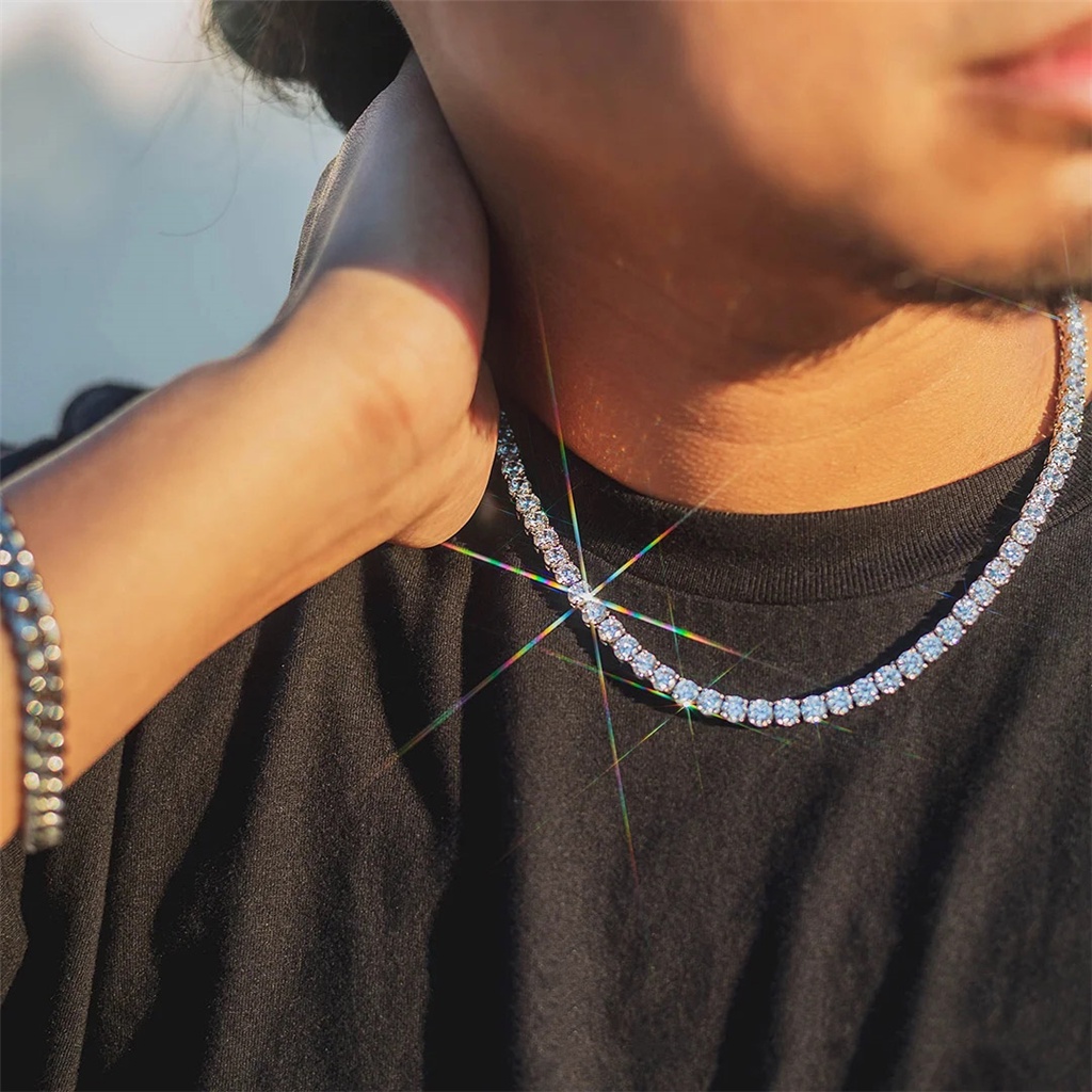 Vòng Cổ Choker Đính Đá Zircon 3 / 4 / 5 / 6MM Phong Cách Hiphop Sang Trọng Cho Nam Nữ N117