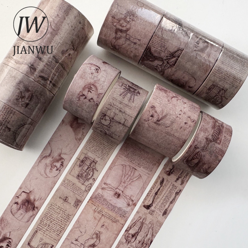 Bộ 4 Cuộn Băng Keo Giấy Washi Nhiều Kích Cỡ Phong Cách Vintage