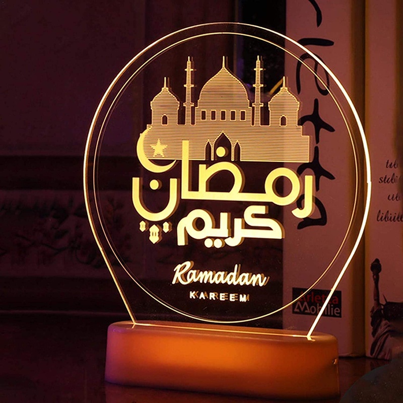 Đèn Ngủ Để Bàn 123 Bóng LED Hình Lâu Đài Ramadan Kèm Điều Khiển Từ Xa