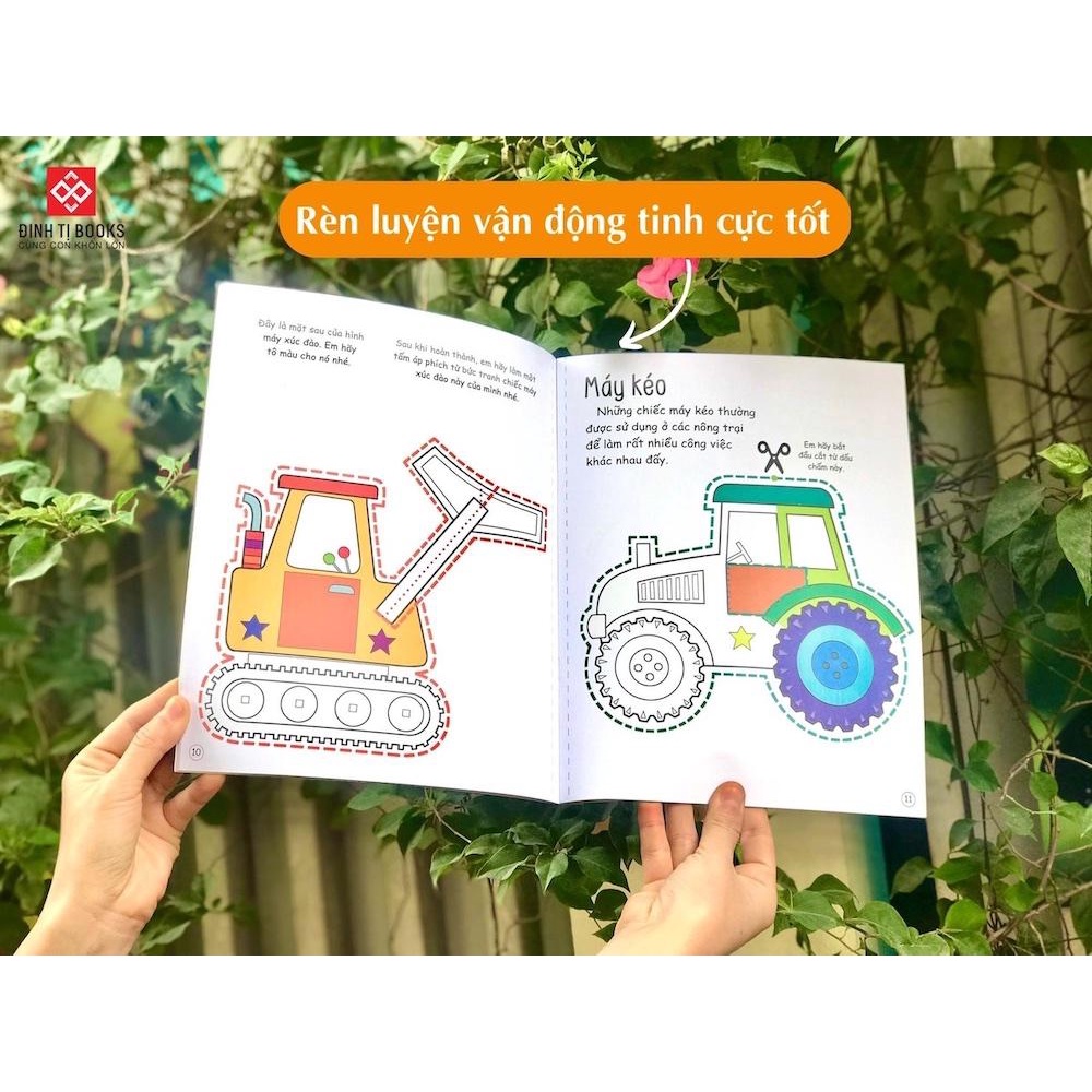 Sách Cắt Gấp Tô Màu - Bao Gồm Trang Sticker Dán Hình Cho Bé (Đinh Tị)