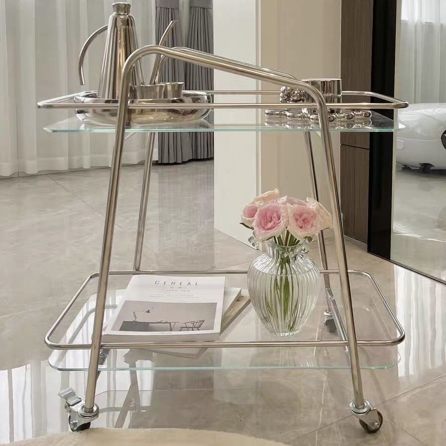 Hộ gia đình đơn giản Phòng khách Xe đẩy rượu Khách sạn Xe đẩy ăn uống bằng thép không gỉ