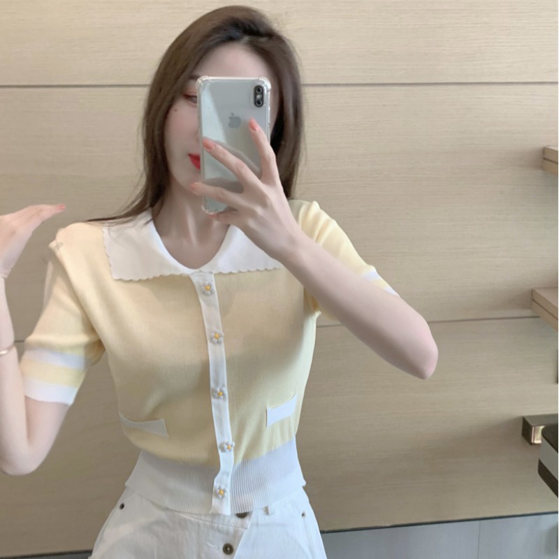 Áo polo Tay Ngắn Dáng Rộng In Họa Tiết Độc Đáo Phong Cách Hàn Quốc Thời Trang Cho Nữ