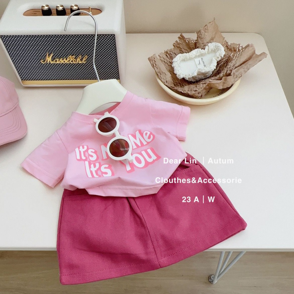 Set Áo Thun Ngắn Tay + Chân Váy In Họa Tiết Hoạt Hình Thời Trang Mùa Hè Cho Bé Gái Mi