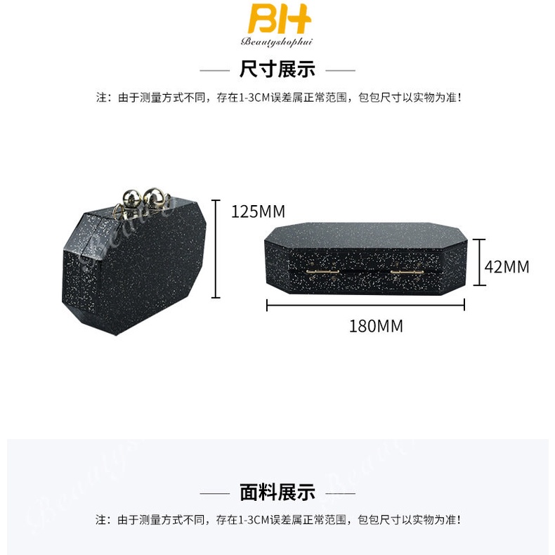 Túi Xách Dự Tiệc Màu Đen Chất Liệu Acrylic Cao Cấp Cho Nữ