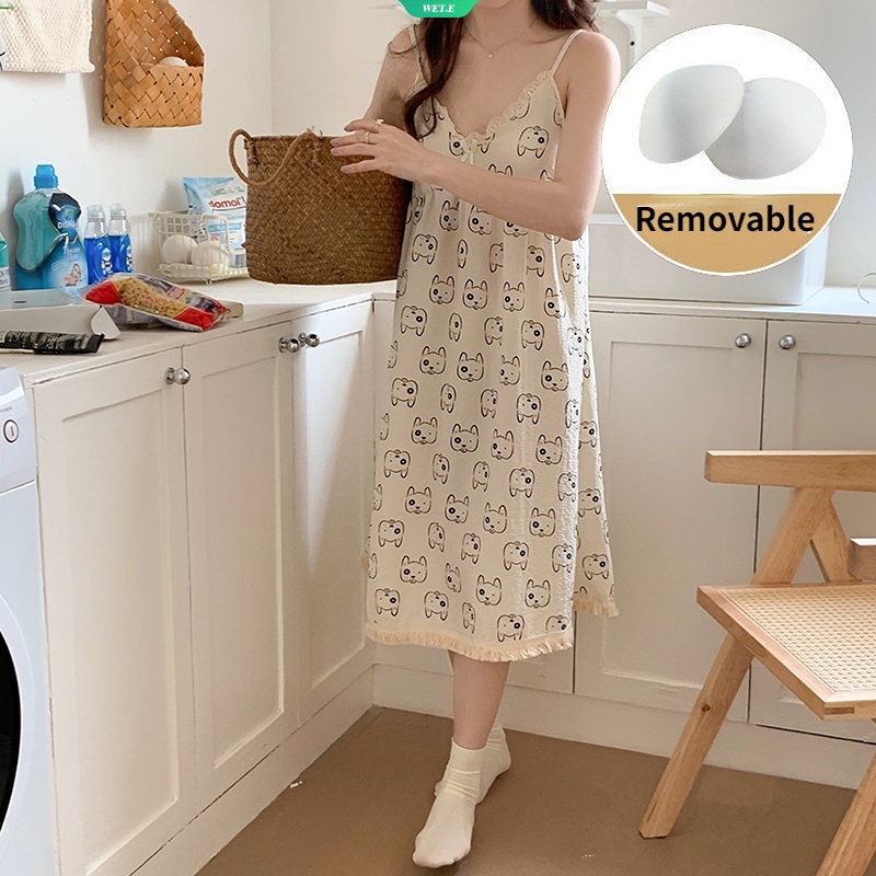 Đầm Ngủ Hai Dây In Họa Tiết Hoạt Hình Nhật Bản Thời Trang Mùa Hè 2023