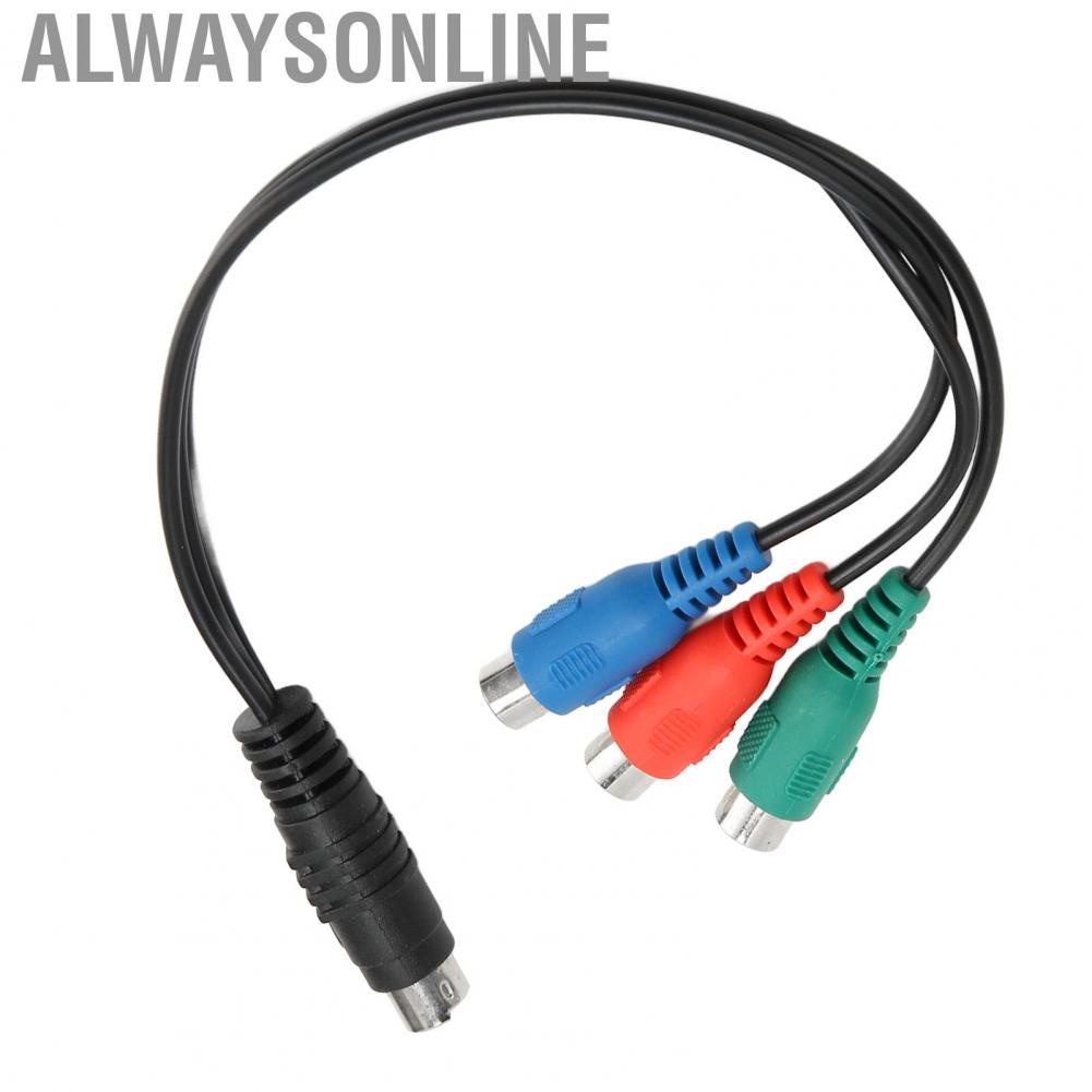 Alwaysonline S Video 7 Pin Male to 3RCA Female Cable High Accuracy AV Sound Adapter 0.9ft audio line