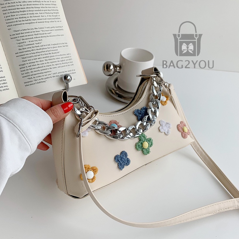 Túi Kẹp Nách 2023 Họa Tiết Hoa Phối Dây Xích Thời Trang Mùa Hè Dành Cho Nữ Túi nhỏ xách tay đeo mới kiểu dáng phương Tây