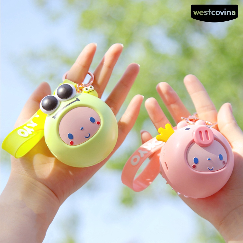 [COD]♋Quạt Cầm Tay Hai Tốc Độ Bằng ABS Kèm Gương Thiết Kế Hoạt Hình Dễ