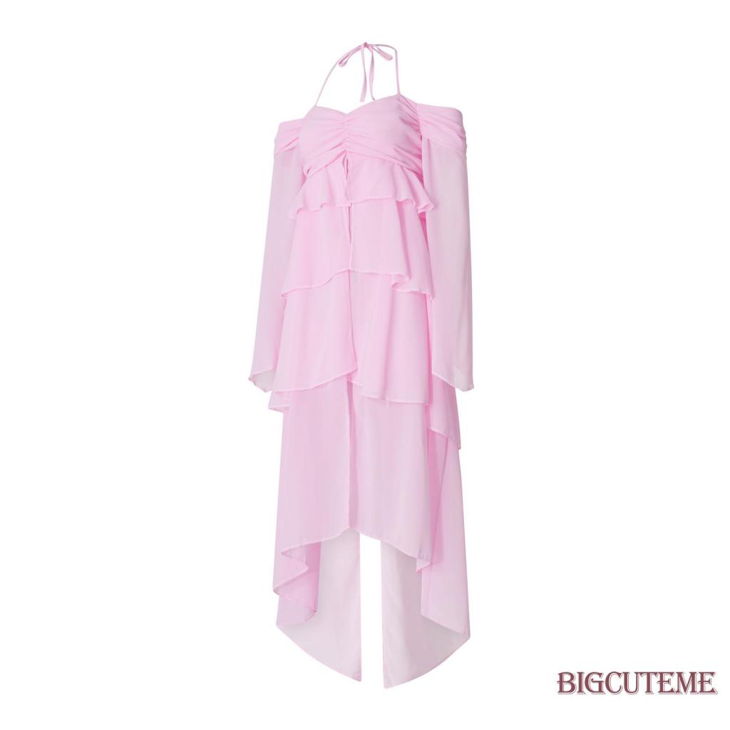 Áo Kiểu Tay Dài Cổ Yếm Nhún Bèo Dáng Ôm Thời Trang Xuân Hè Dành Cho Nữ