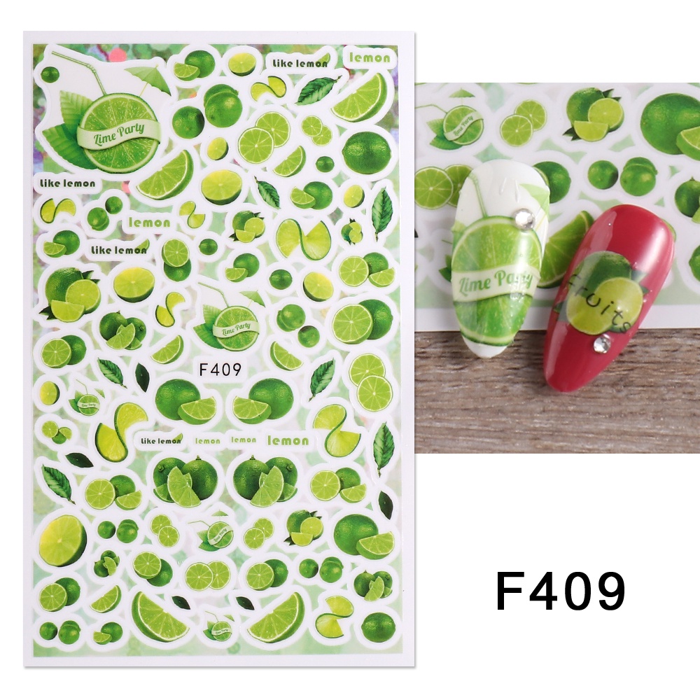 Nhãn Dán Móng Tay 3d Họa Tiết Trái Cây Hoạt Hình Dễ Thương