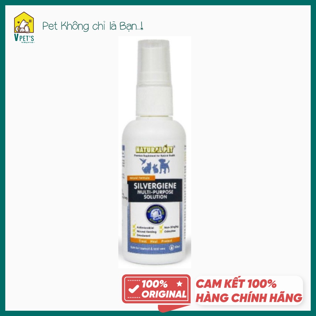 Chai xịt Nano bạc Silver Giene 60ml sát khuẩn, mau lành vết thương cho chó mèo - Nano bạc Natural Pet