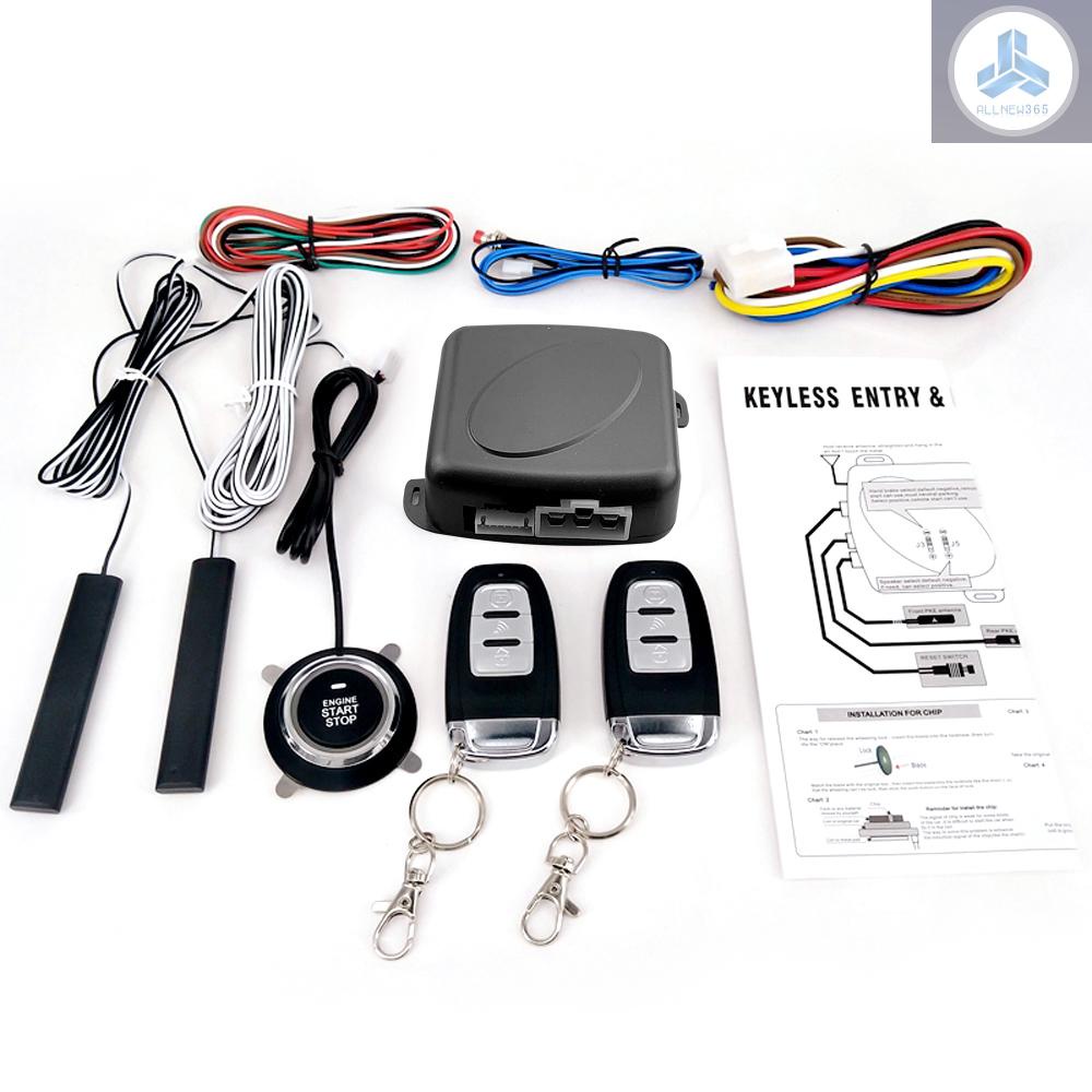 9Pcs Car SUV Switch Keyless Entry Engine Start Alarm System Push Button Remote Starter Stop Auto Anti-theft System