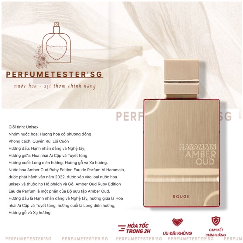 Nước hoa Al Haramain Amber Oud Rouge -perfumetester